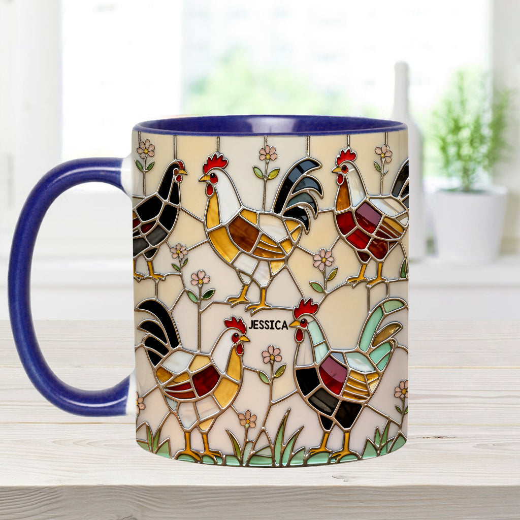 Ferme avicole - Mug et sous-verre personnalisés avec motif poulet