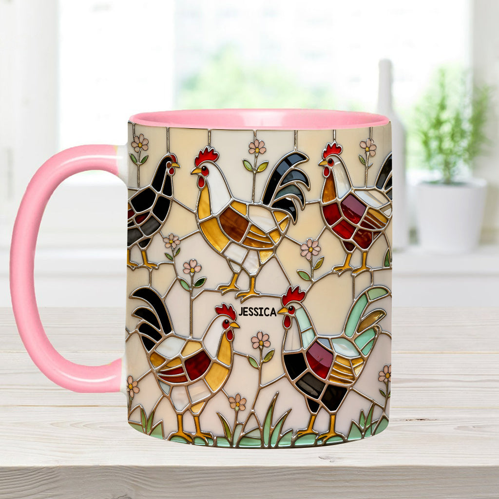 Ferme avicole - Mug et sous-verre personnalisés avec motif poulet