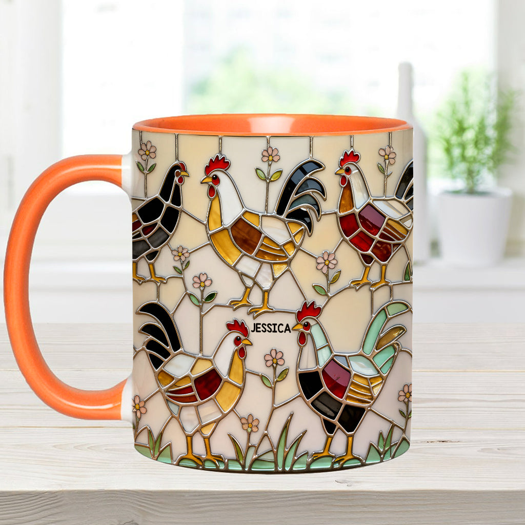 Ferme avicole - Mug et sous-verre personnalisés avec motif poulet
