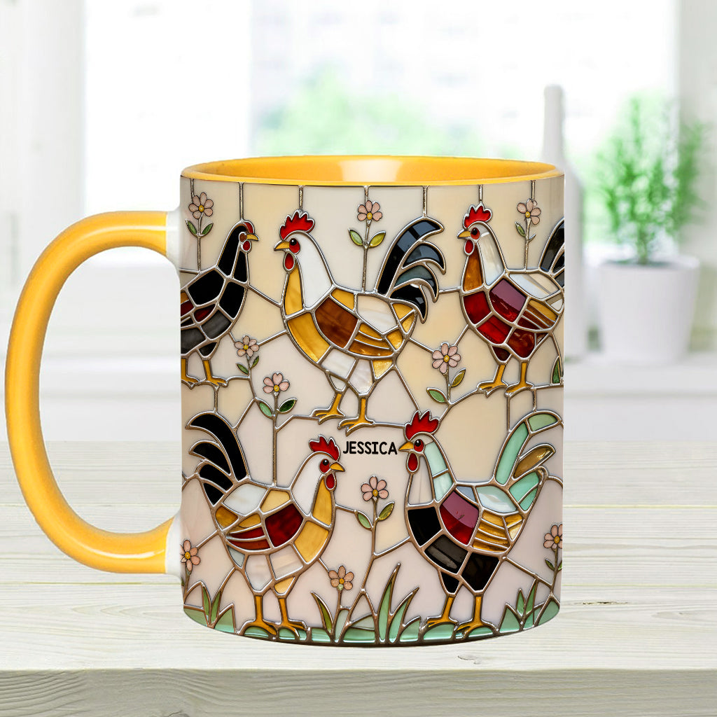 Ferme avicole - Mug et sous-verre personnalisés avec motif poulet