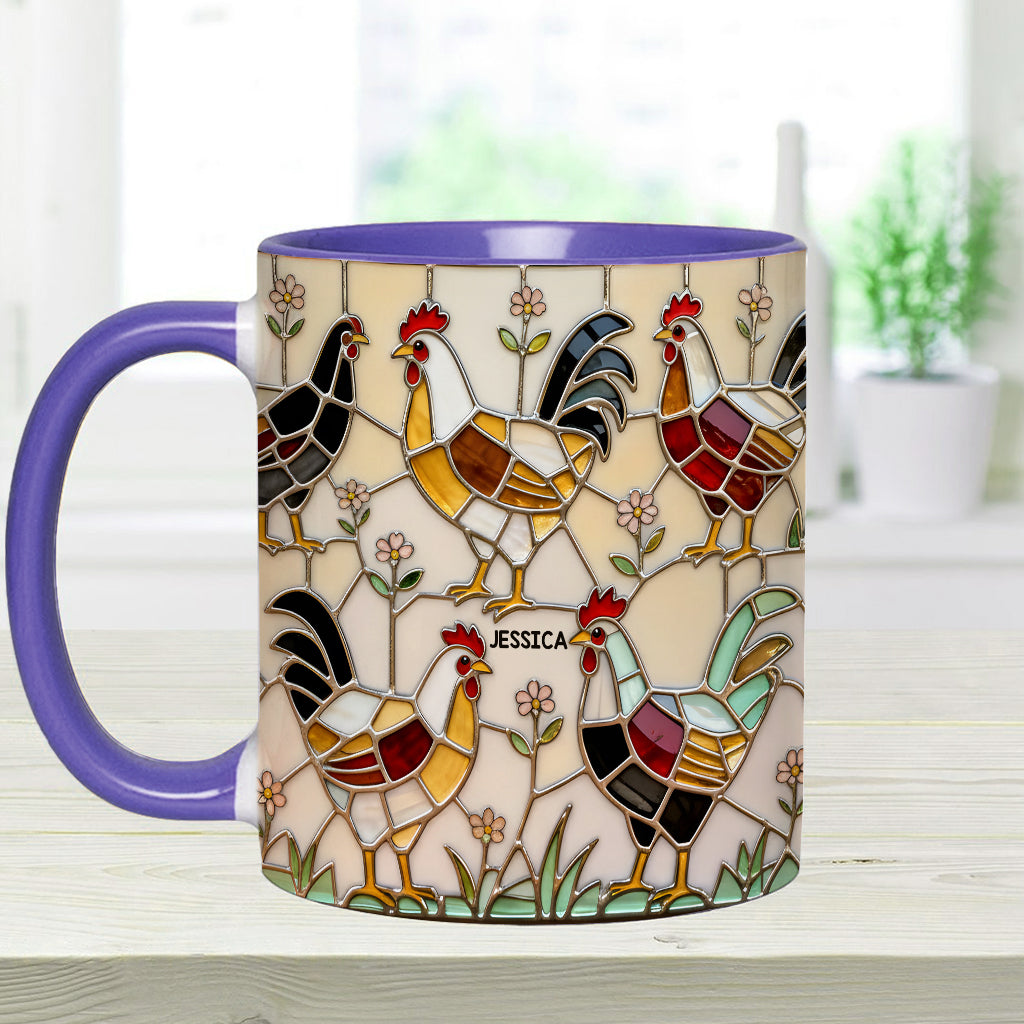 Ferme avicole - Mug et sous-verre personnalisés avec motif poulet