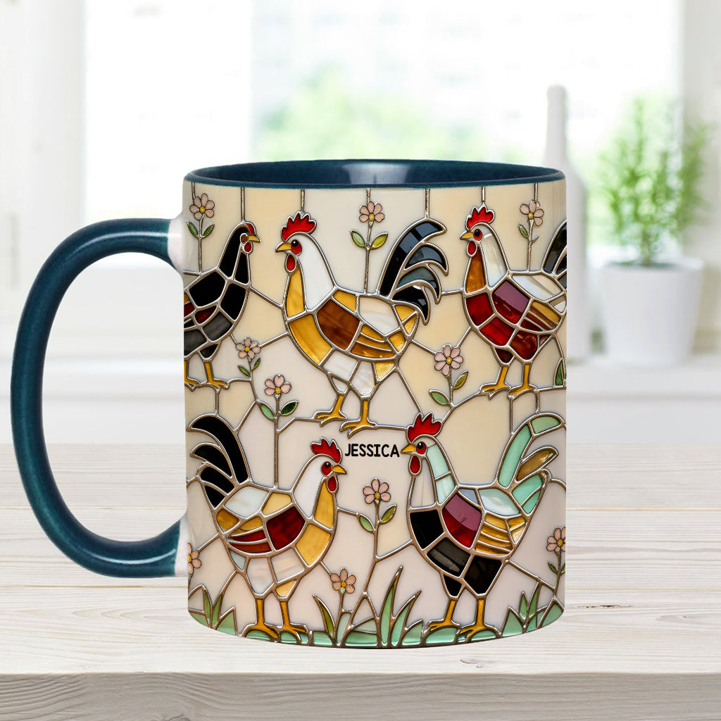 Ferme avicole - Mug et sous-verre personnalisés avec motif poulet