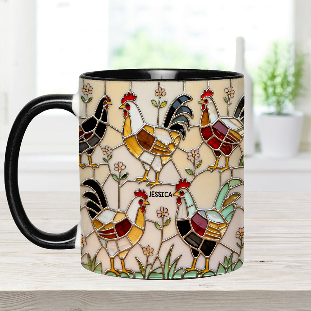 Ferme avicole - Mug et sous-verre personnalisés avec motif poulet