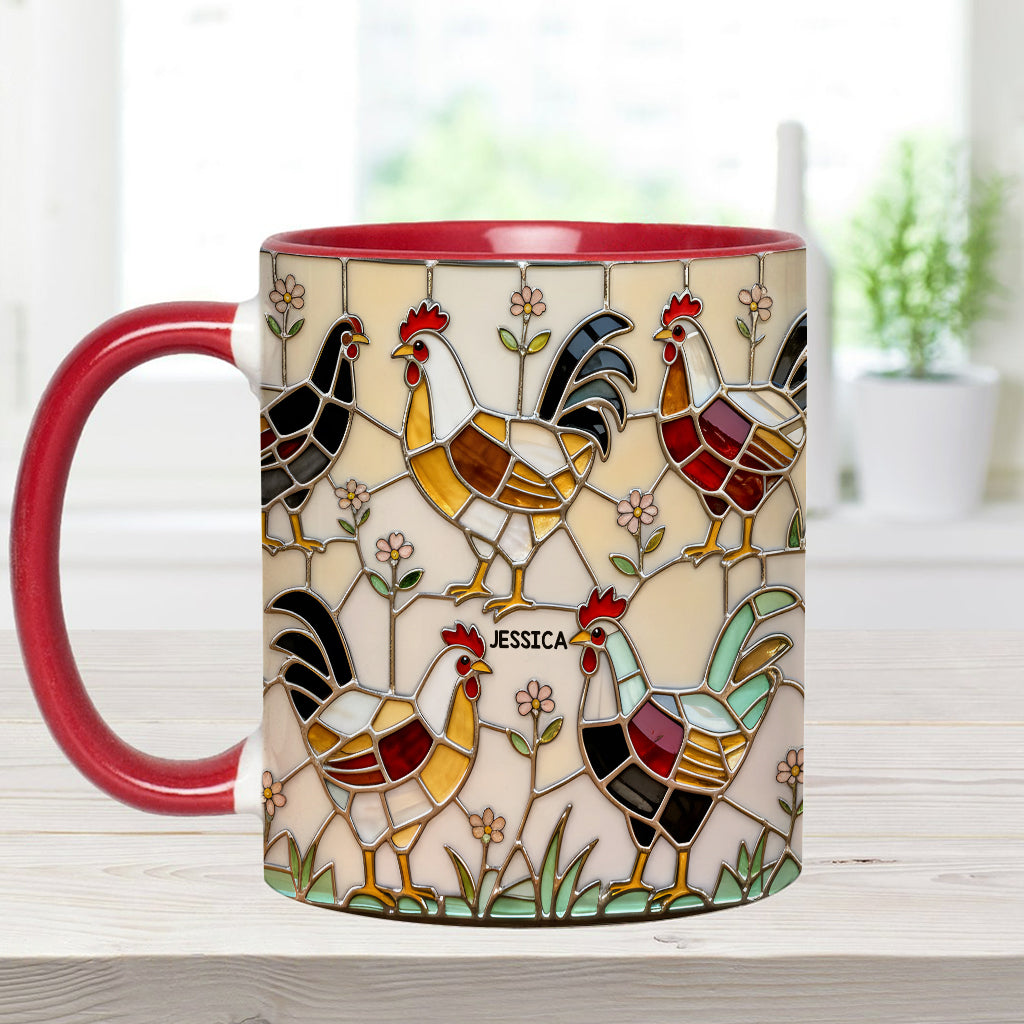 Ferme avicole - Mug et sous-verre personnalisés avec motif poulet