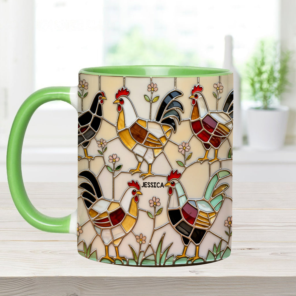 Ferme avicole - Mug et sous-verre personnalisés avec motif poulet