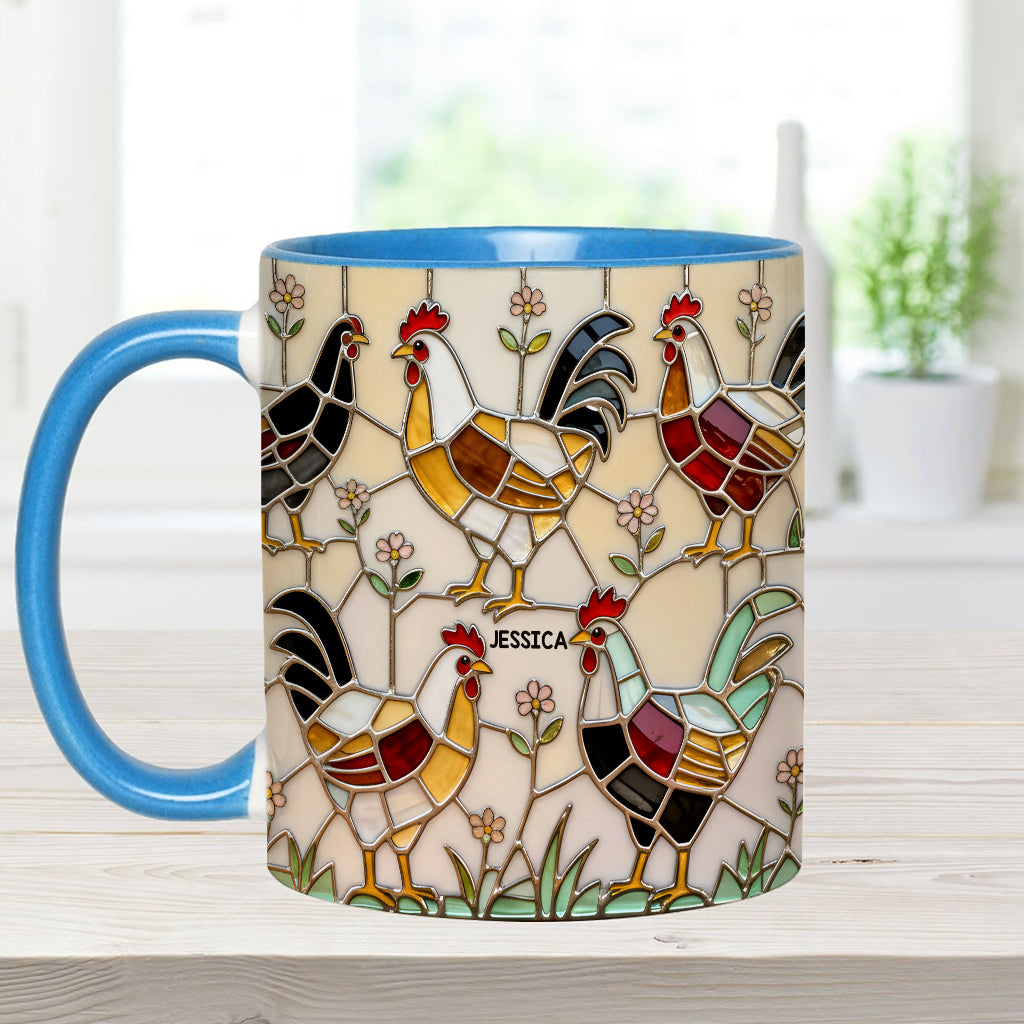 Ferme avicole - Mug et sous-verre personnalisés avec motif poulet