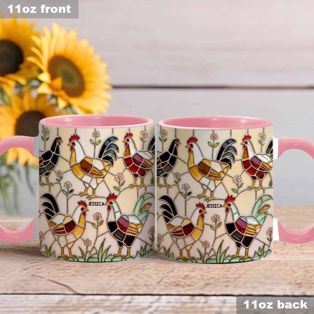 Ferme avicole - Mug et sous-verre personnalisés avec motif poulet