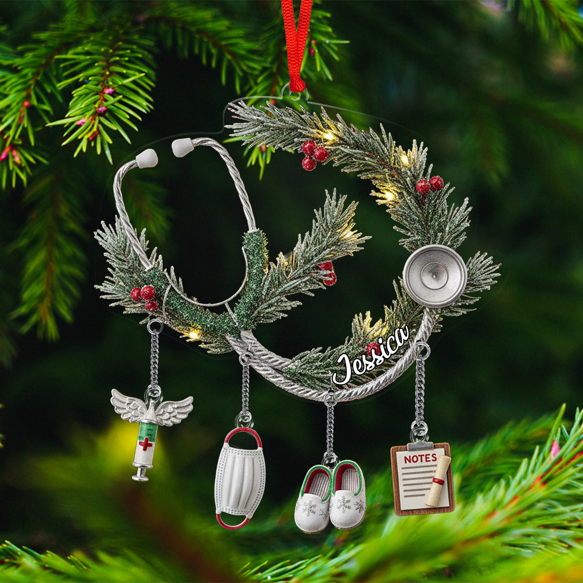 Vie d'infirmière - Ornement personnalisé pour infirmière avec breloque
