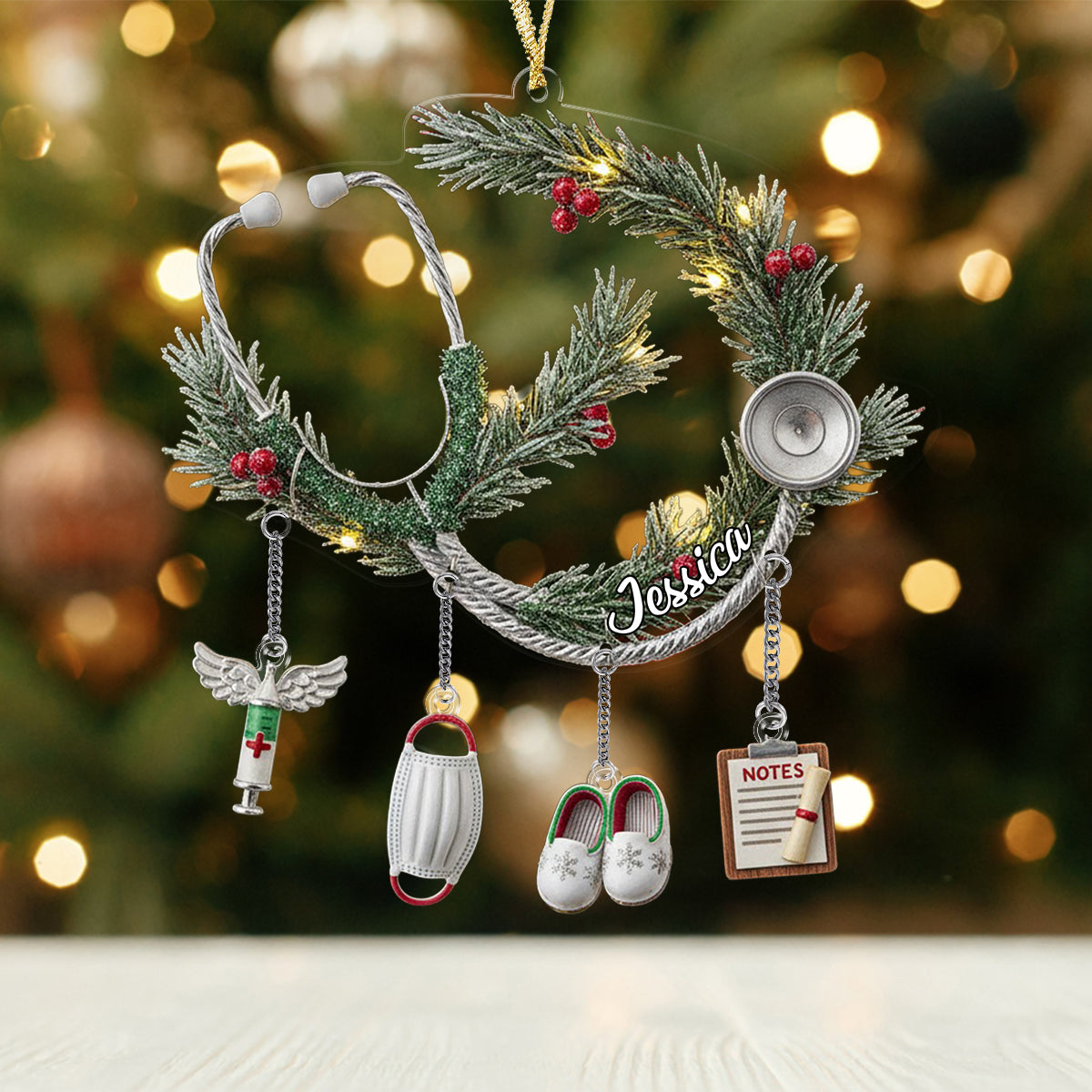 Vie d'infirmière - Ornement personnalisé pour infirmière avec breloque