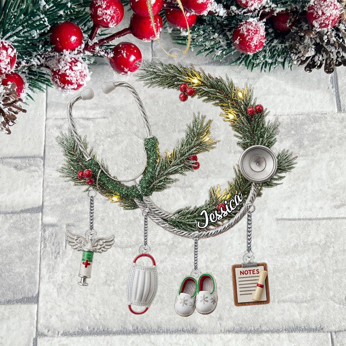 Vie d'infirmière - Ornement personnalisé pour infirmière avec breloque
