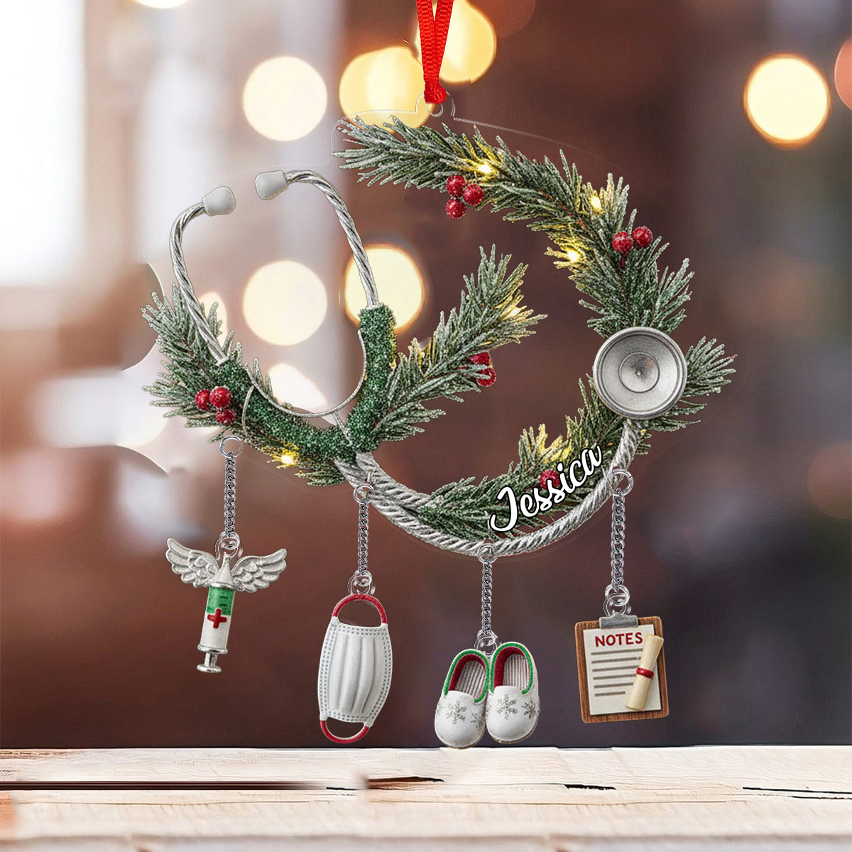 Vie d'infirmière - Ornement personnalisé pour infirmière avec breloque