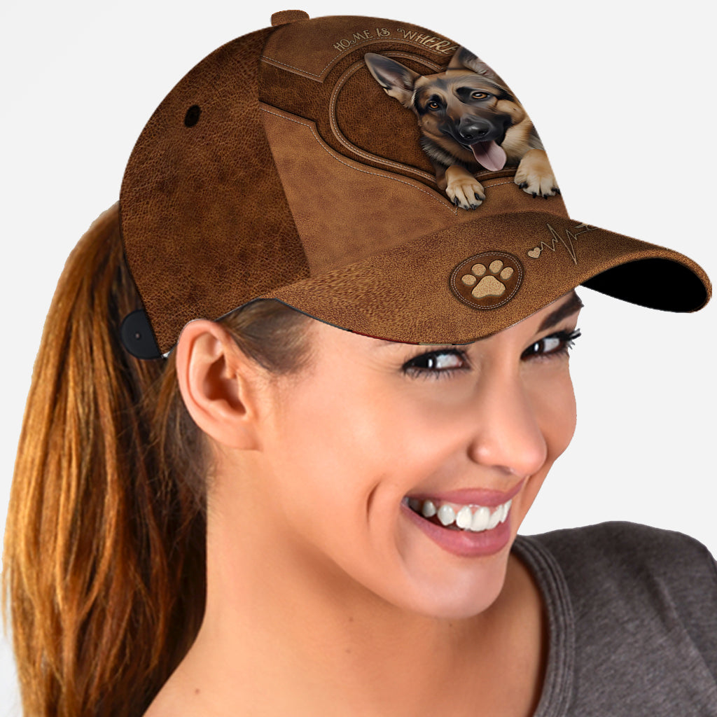 Casquette classique personnalisée « Mon berger allemand, c'est chez moi »