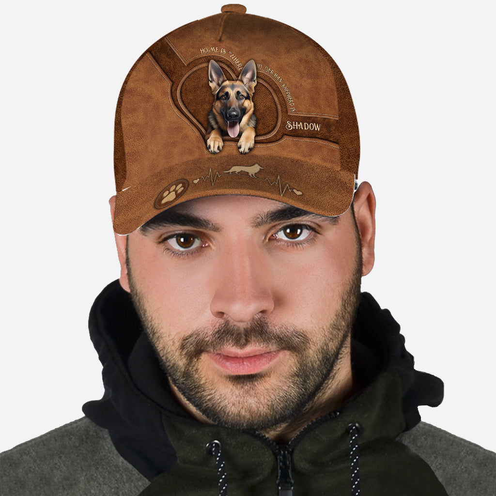 Casquette classique personnalisée « Mon berger allemand, c'est chez moi »
