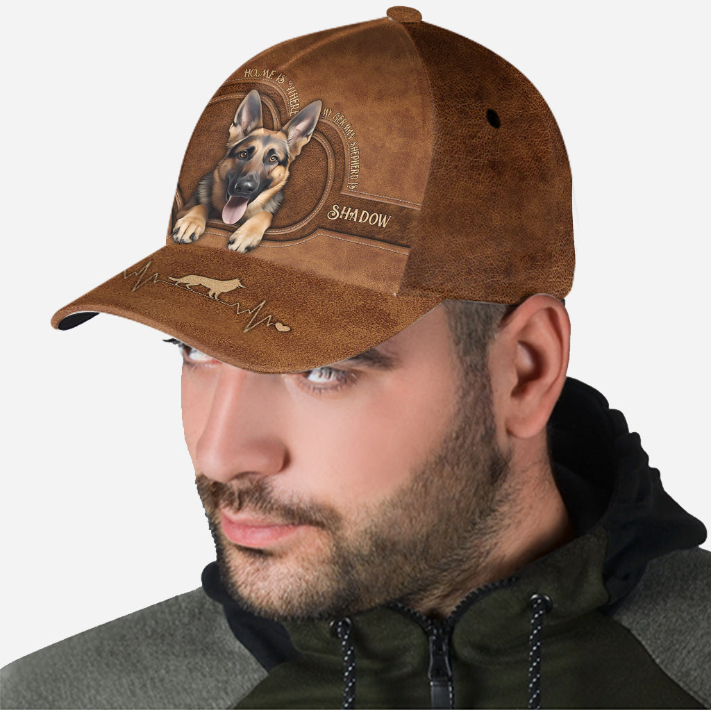 Casquette classique personnalisée « Mon berger allemand, c'est chez moi »