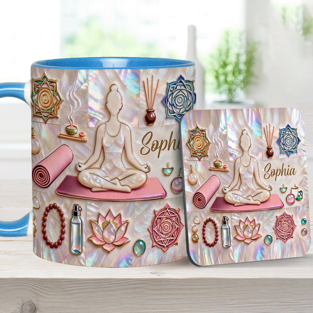 Peace Love Yoga - Personalized Yoga Accent Mug & Coaster