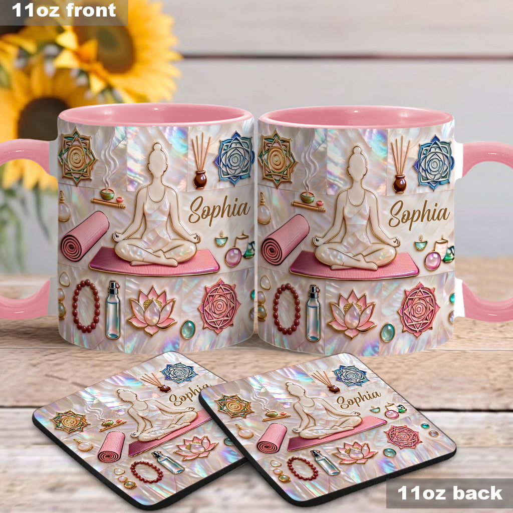 Peace Love Yoga - Personalized Yoga Accent Mug & Coaster