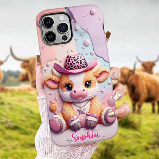 Adorable vache des Highlands - Coque de téléphone personnalisée avec imprimé intégral vache des Highlands