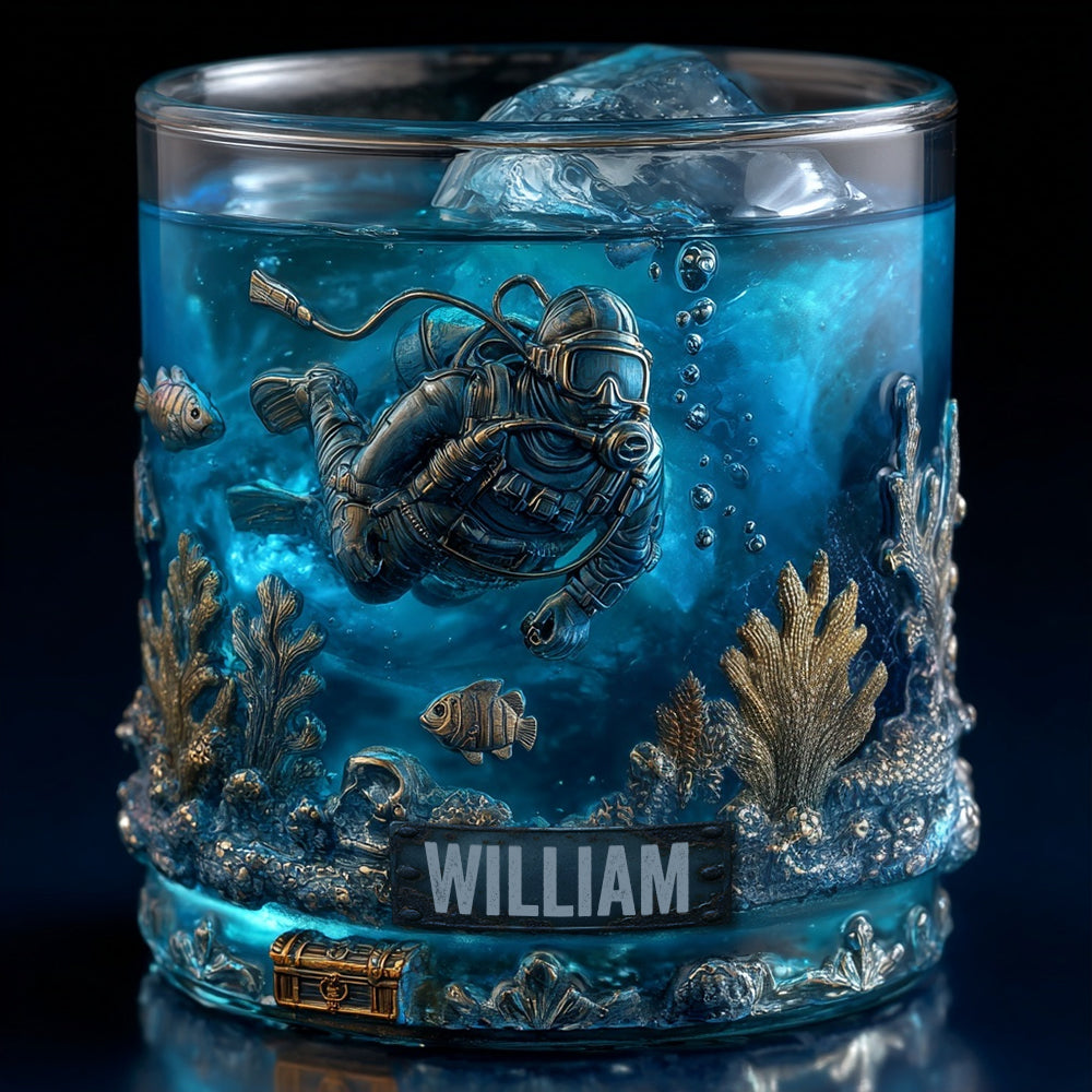 Ocean's Deep - Verre à whisky de plongée sous-marine personnalisé