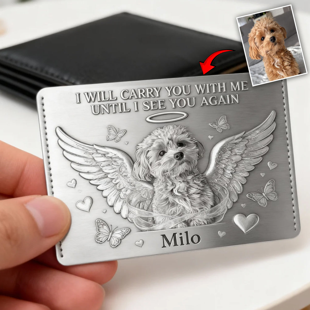 Je te porterai toujours avec moi - Carte personnalisée pour portefeuille pour chien