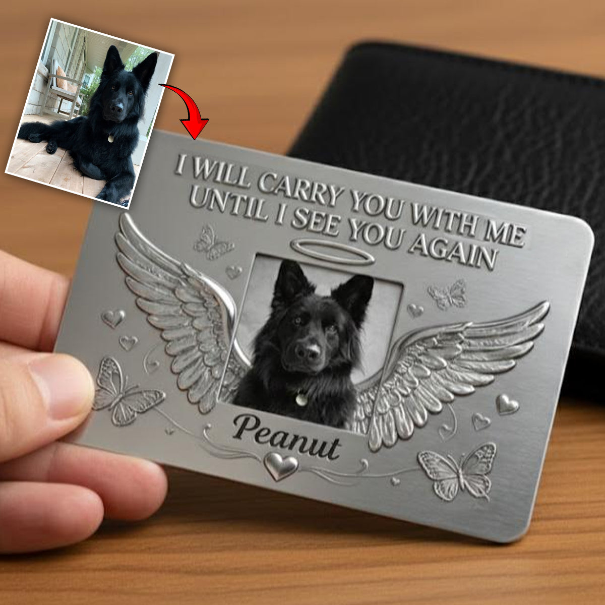 Je te porterai toujours avec moi - Carte personnalisée pour portefeuille pour chien