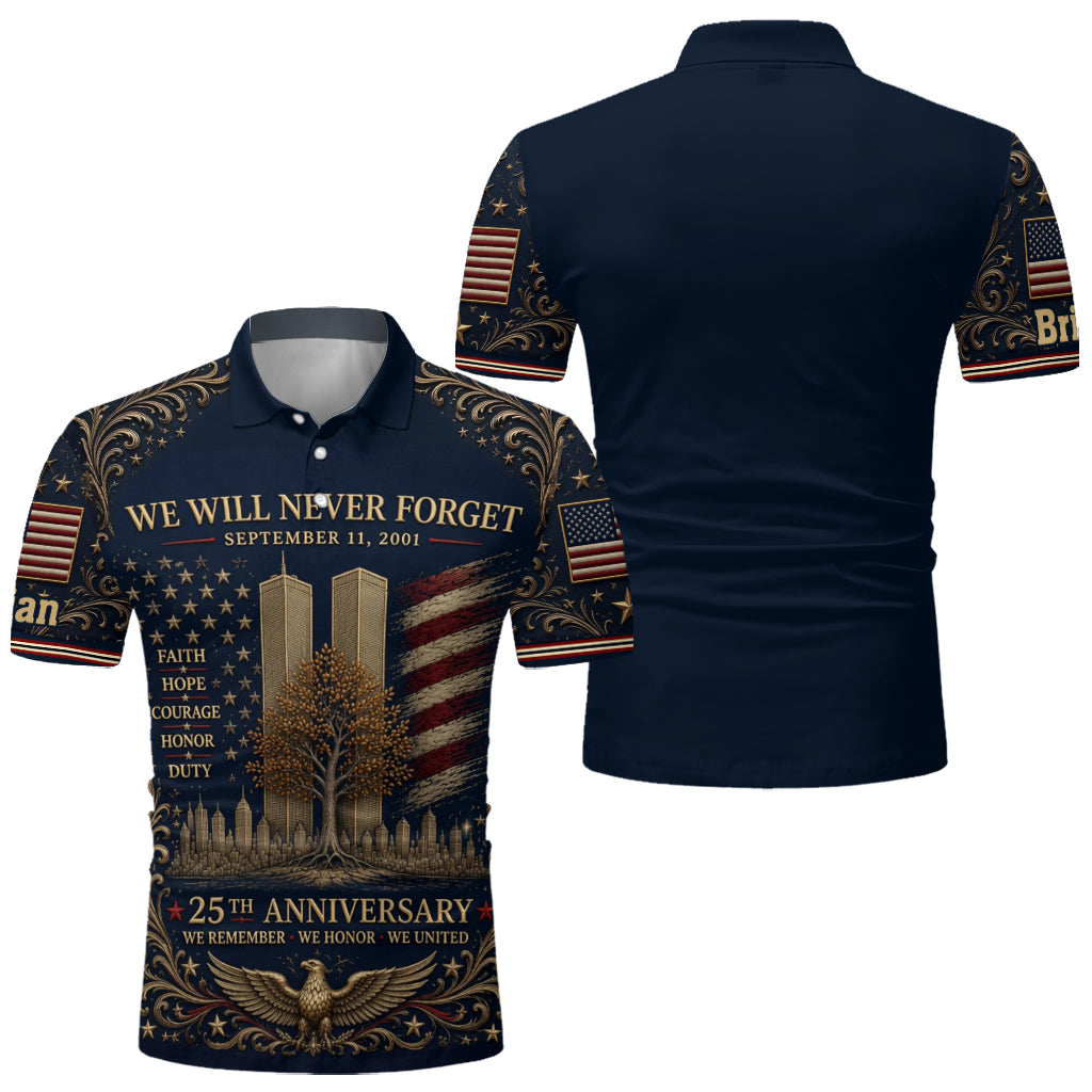 25 Year We Will Never Forget - Personalized Patriot Polo Shirt