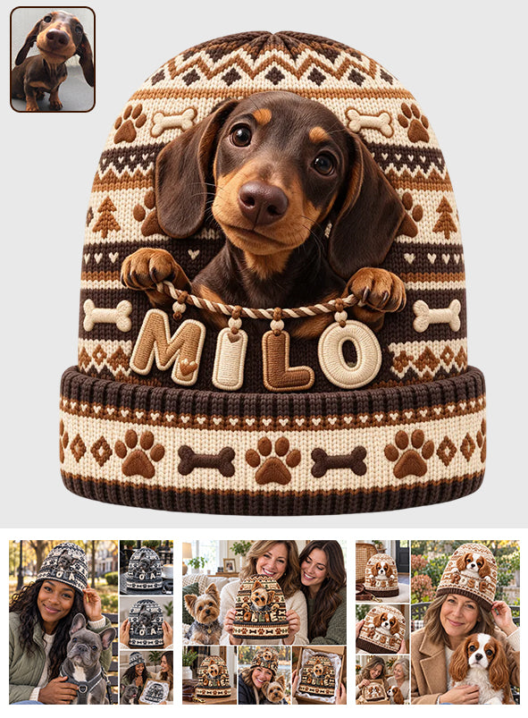 Cute Pet Gift For Dog Lovers, Cat Lovers - Personalized Dog Beanie Hat