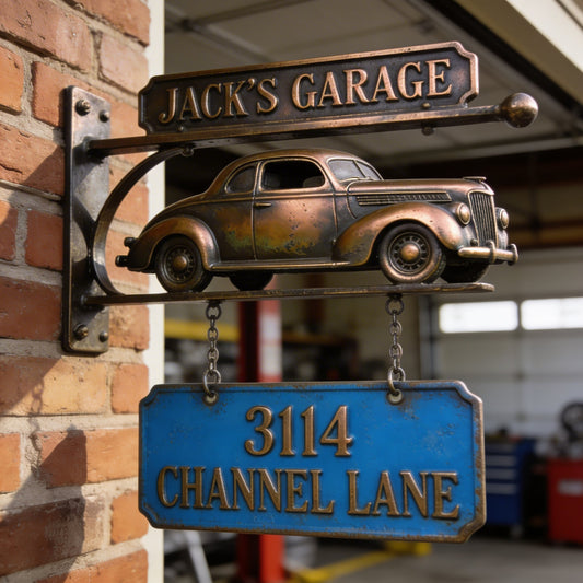 Custom Name Car Garage - Personalized Car Lover Wooden Wall Mount Sign