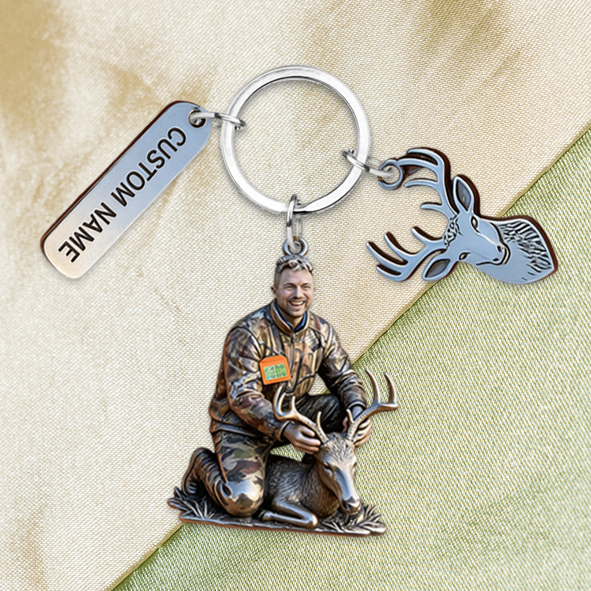 Custom Keychain From Any Photo - Personalized Hunting Keychain With Charms