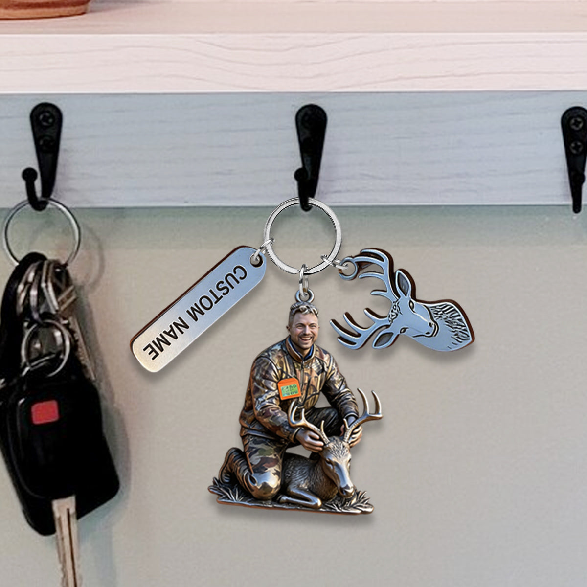 Custom Keychain From Any Photo - Personalized Hunting Keychain With Charms