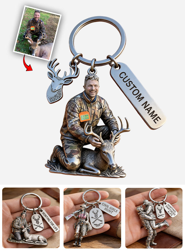 Custom Keychain From Any Photo - Personalized Hunting Keychain With Charms