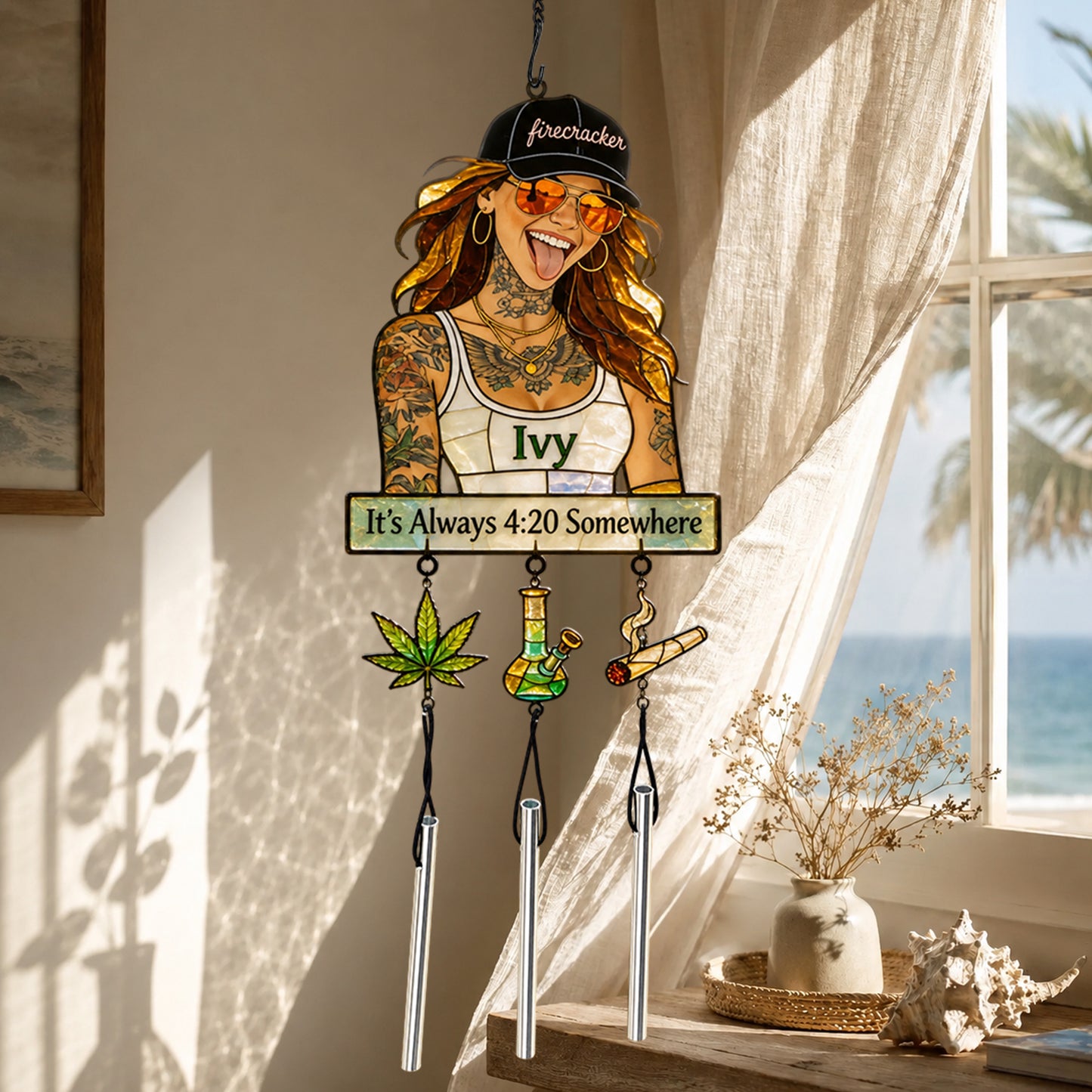 420 - Personalized Weed Wind Chime With Charm