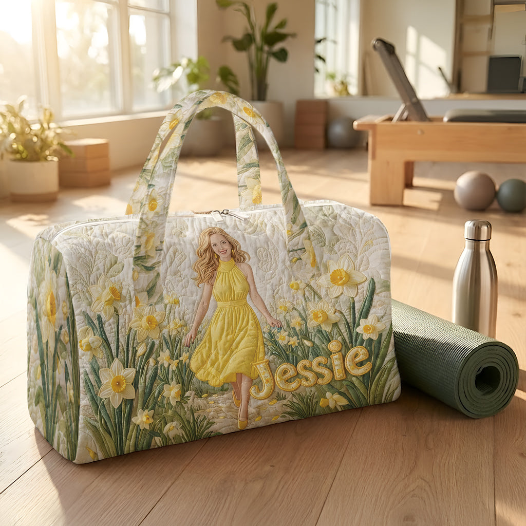 Birth Month Flower - Personalized Self Love Quilted Duffle Bag