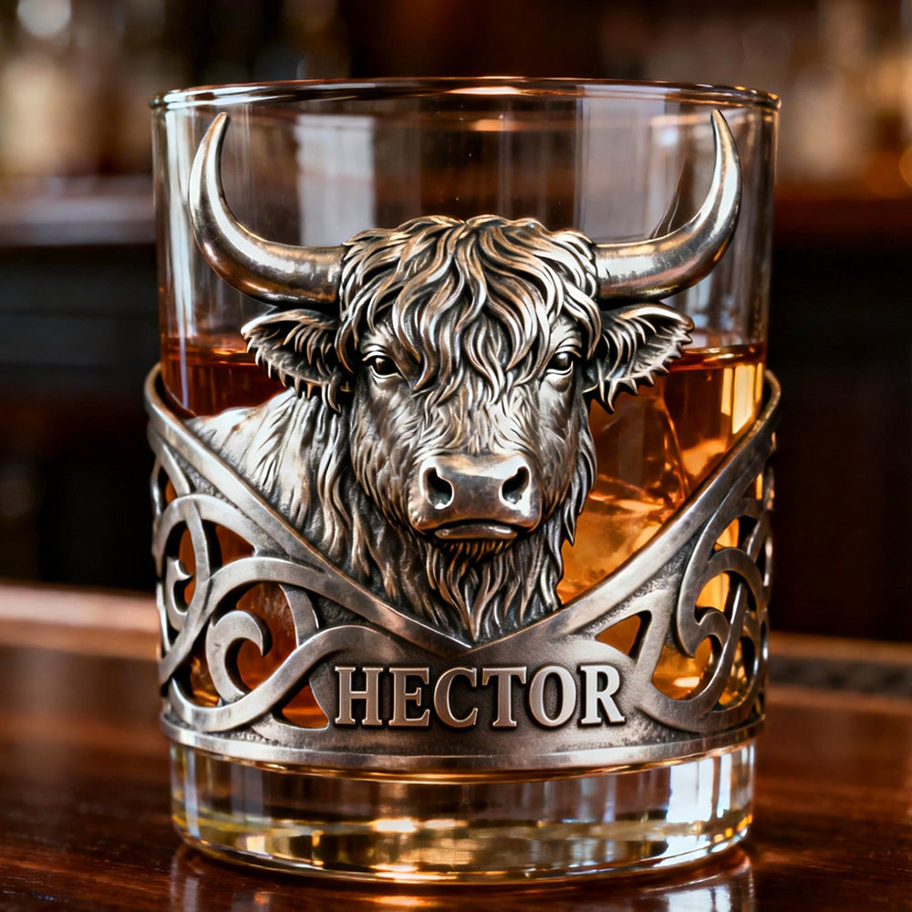 Highland Cow - Personalized Highland Cow Whiskey Glass