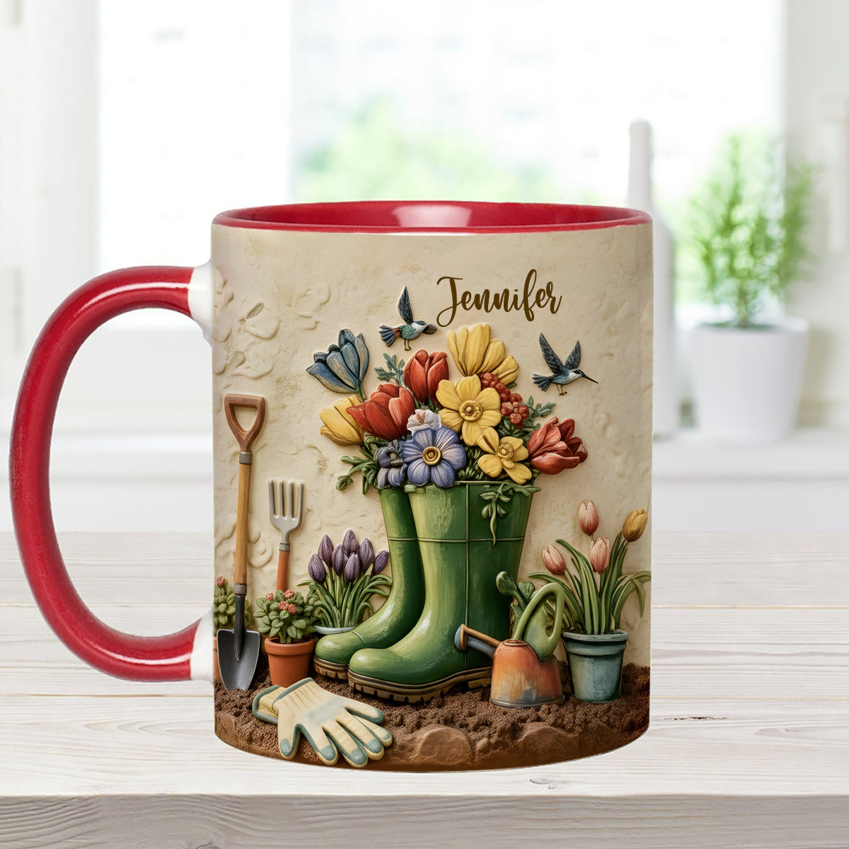 J'adore le jardinage - Mug décoratif personnalisé avec agitateurs en acrylique