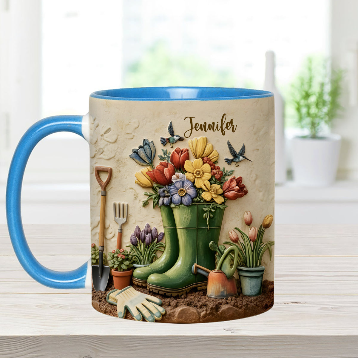 J'adore le jardinage - Mug décoratif personnalisé avec agitateurs en acrylique
