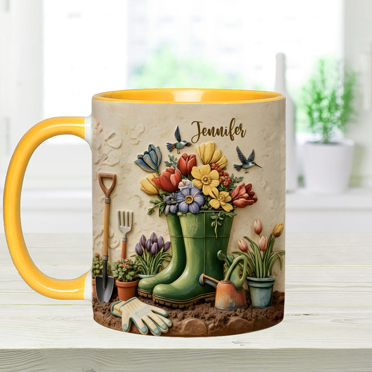 J'adore le jardinage - Mug décoratif personnalisé avec agitateurs en acrylique