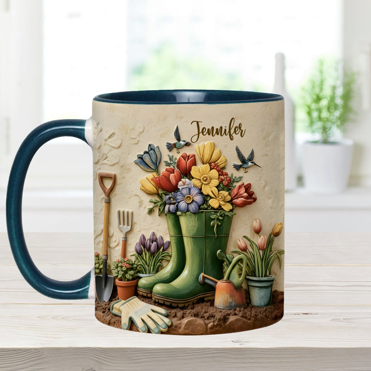 J'adore le jardinage - Mug décoratif personnalisé avec agitateurs en acrylique