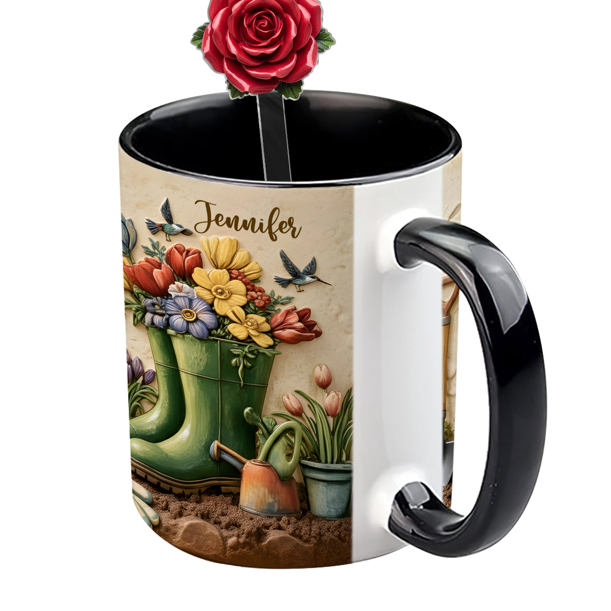 J'adore le jardinage - Mug décoratif personnalisé avec agitateurs en acrylique