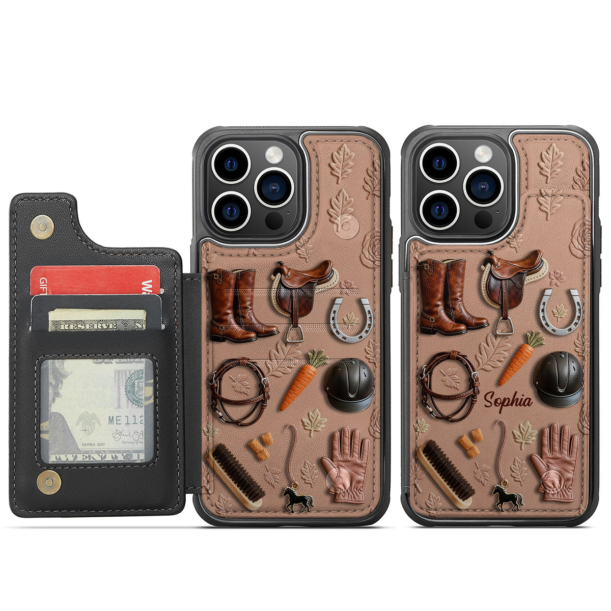 Étui portefeuille pour téléphone personnalisé avec motif cheval - Passionné de chevaux