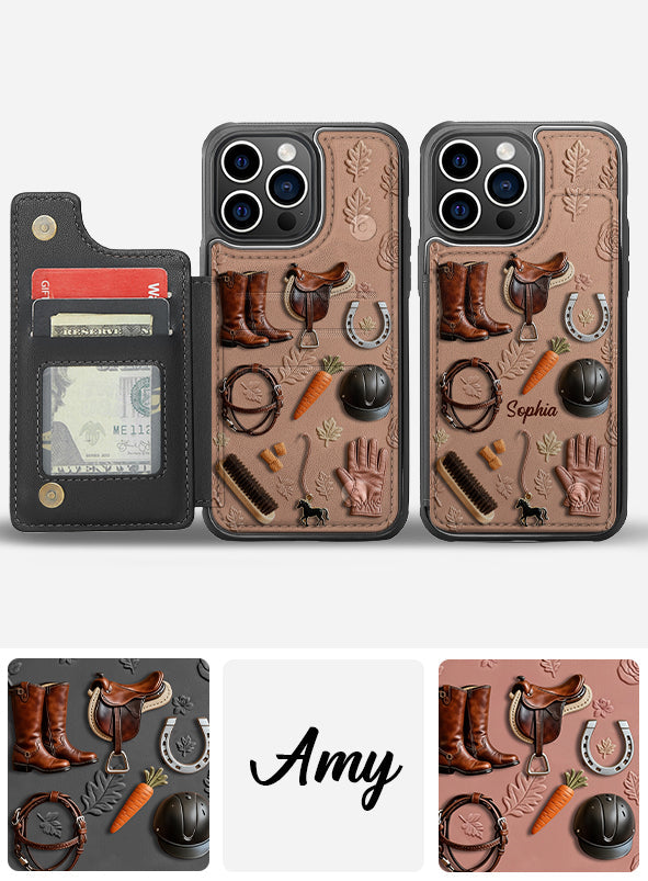 Étui portefeuille pour téléphone personnalisé avec motif cheval - Passionné de chevaux