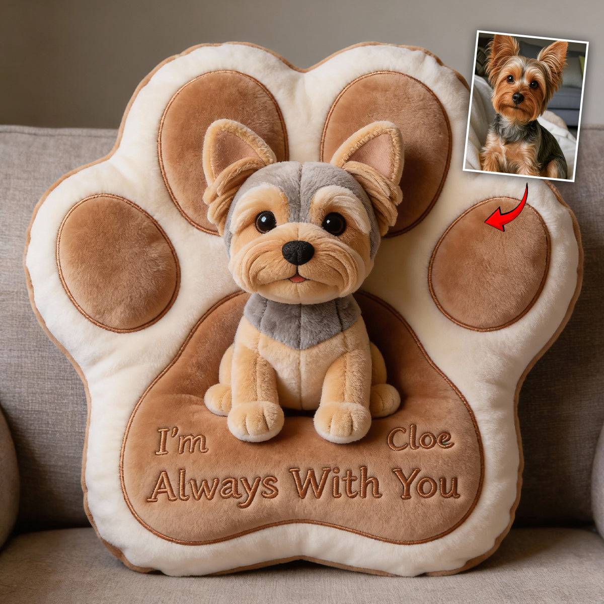 Quand tu me manques, serre ce coussin contre toi - Coussin personnalisé en forme de chien en fausse fourrure