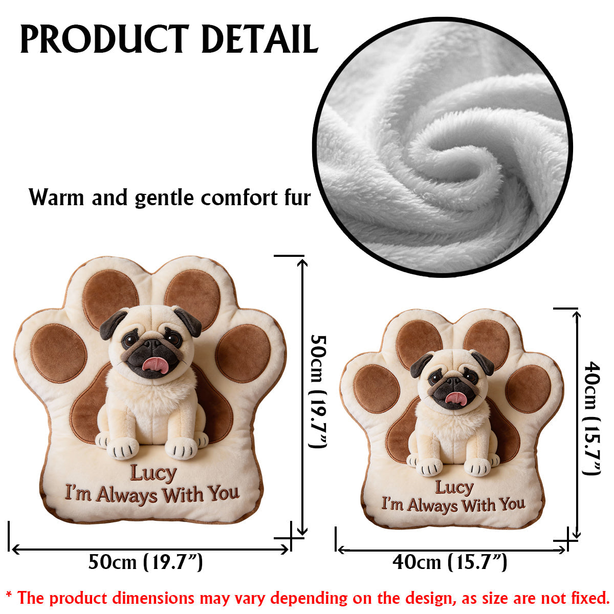 Quand tu me manques, serre ce coussin contre toi - Coussin personnalisé en forme de chien en fausse fourrure