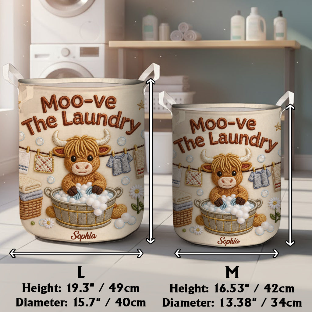 Moo-ve The Laundry - Personalized Highland Cow Storage Basket