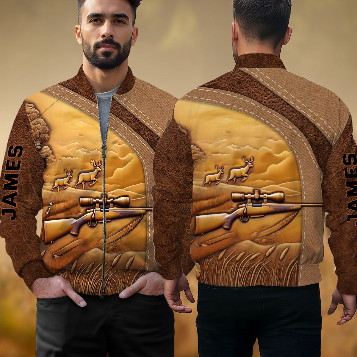 Passionné de chasse - Veste bomber de chasse personnalisée