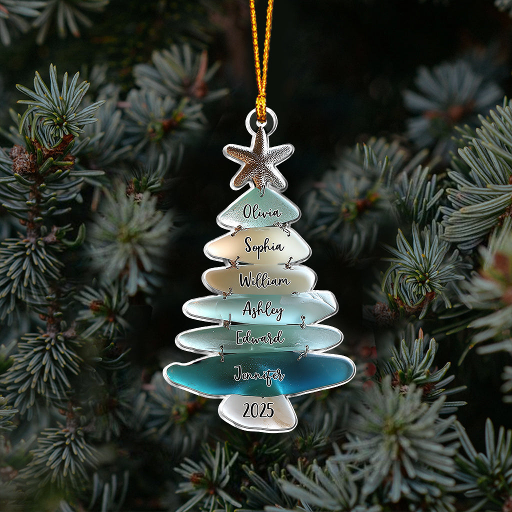 Family Sea Glass Christmas Tree - Personalized Family Ornament