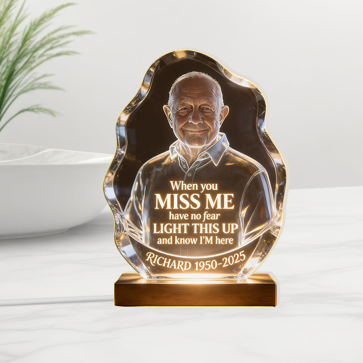 Custom Photo When You Miss Me - Personalized Memorial Acrylic LED Night Light