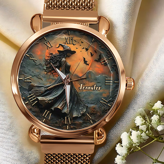 Montre-bracelet personnalisée pour femme sorcière - Sorcière magique 