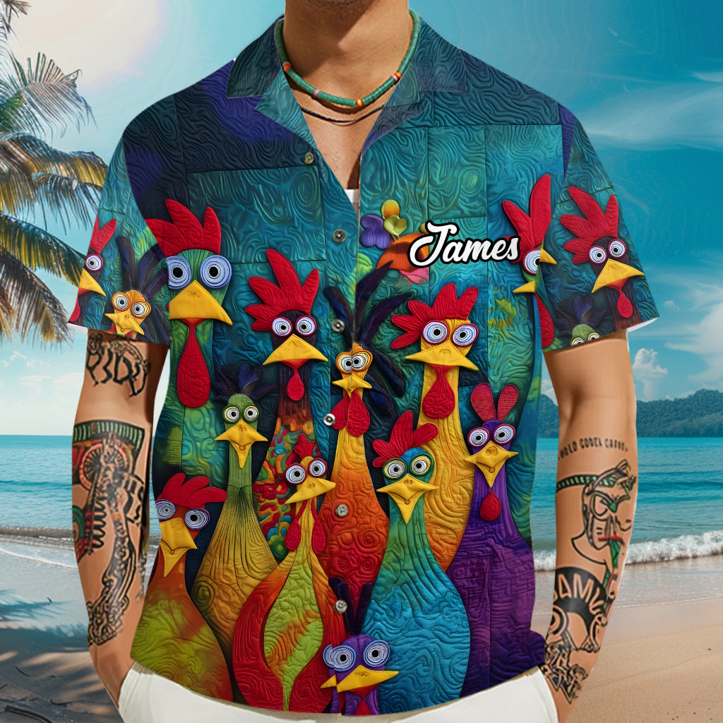 Chemise hawaïenne personnalisée avec poulet fantaisie et humour