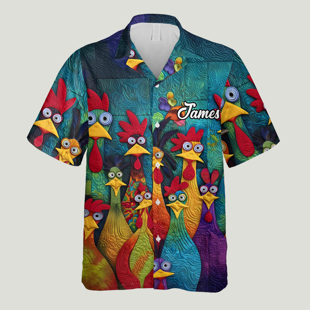 Chemise hawaïenne personnalisée avec poulet fantaisie et humour