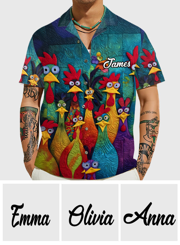 Chemise hawaïenne personnalisée avec poulet fantaisie et humour